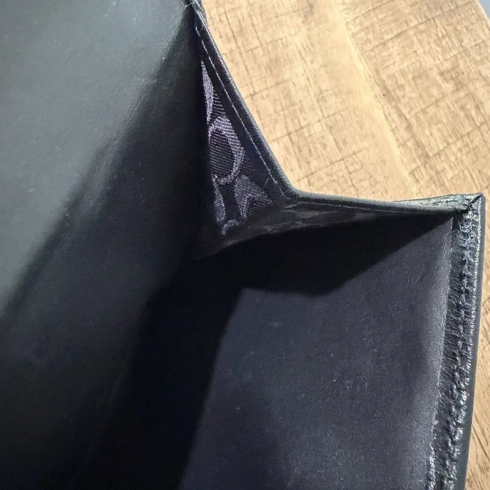Vintage Coach Leather Billfold Wallet Italy Black 90s Credit Cards Coin Snap